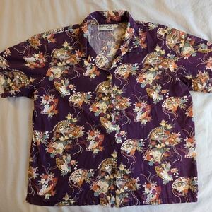 Bishop St Men's vintage 90s short sleeve purple button down size XL